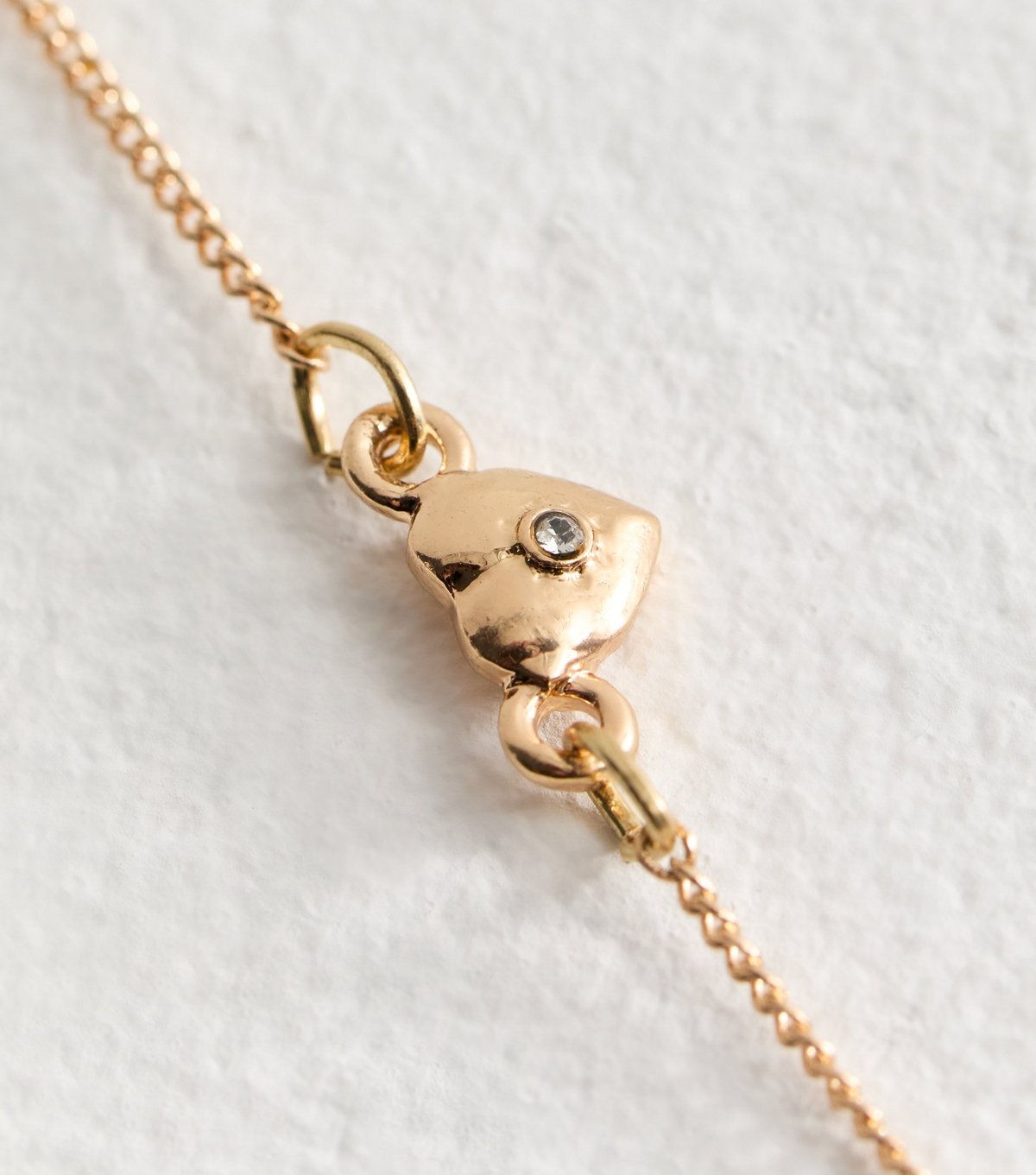 New Look Gold Tone Diamanté Heart Charm Necklace New Look - 4