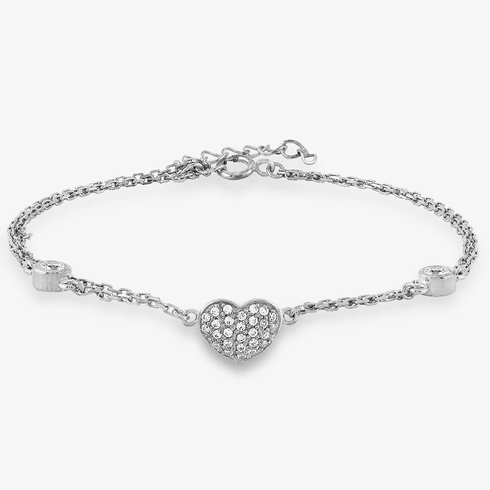 Rosa Lea Rosa Lea Women's Heart Double Chain Bracelet BJ-BR212C in Silver