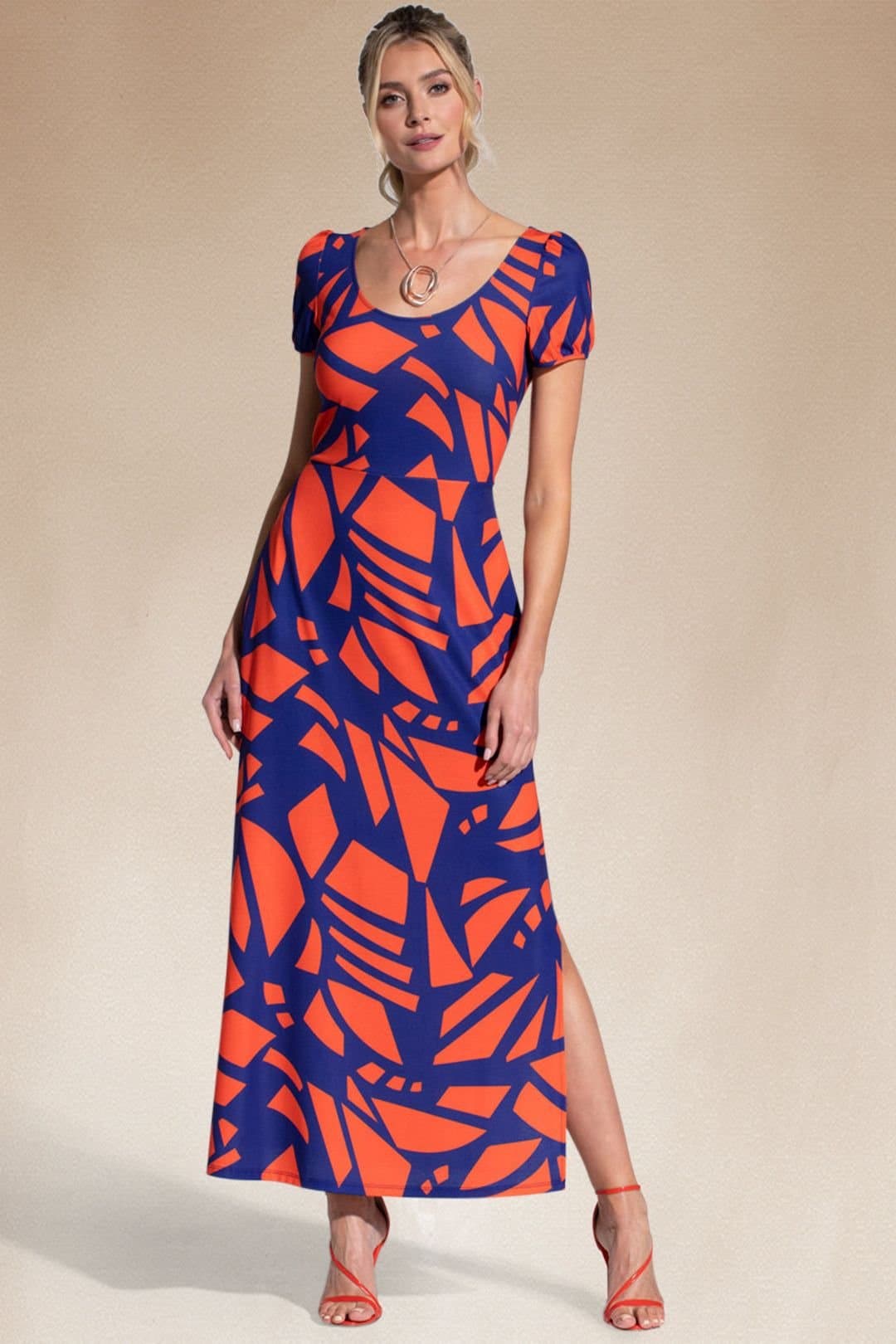 Hot Squash Hot Squash Women's Split Hem Scoop Neck Maxi Dress
