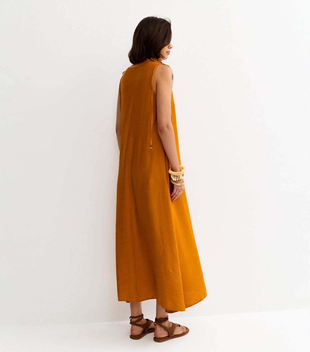 New Look Women's Rust Beaded Tie Smock Midi Dress New Look - 4