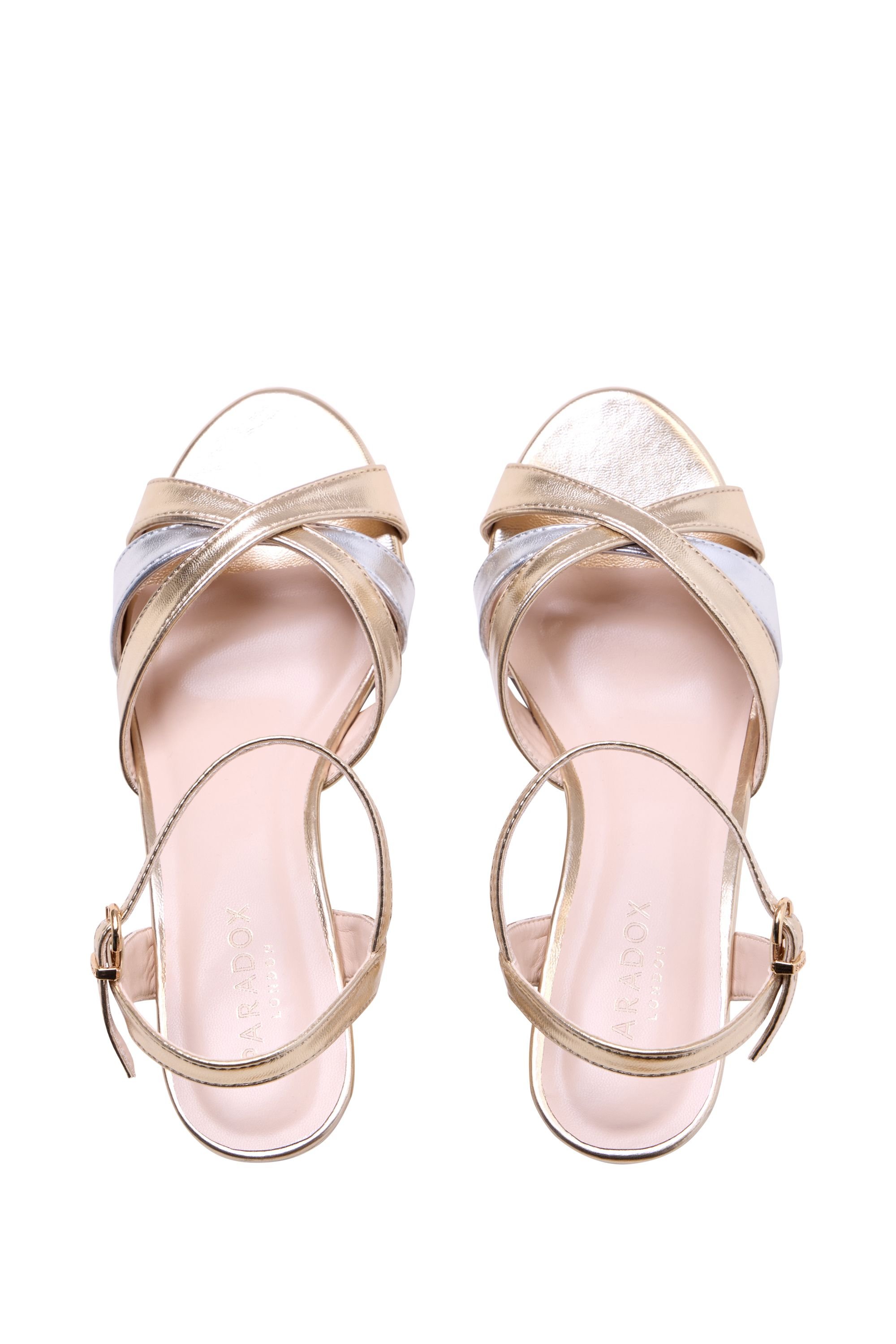 Paradox London Paradox London Women's Joelle' Wedge Ankle Strap Sandals in Metallic Gold - 3