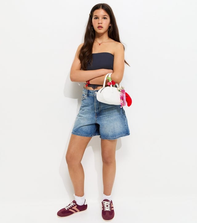 New Look Girls' Navy Lace Trim Handkerchief Hem Bandeau Top New Look - 3