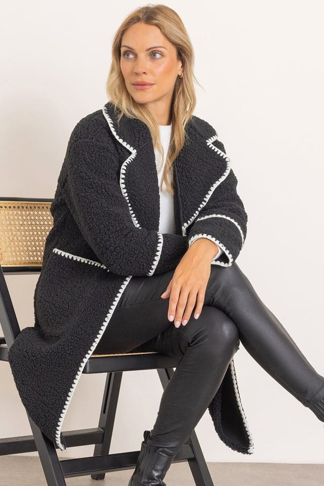 Klass. Klass. Women's Button Up Fleece Jacket in Black - 2