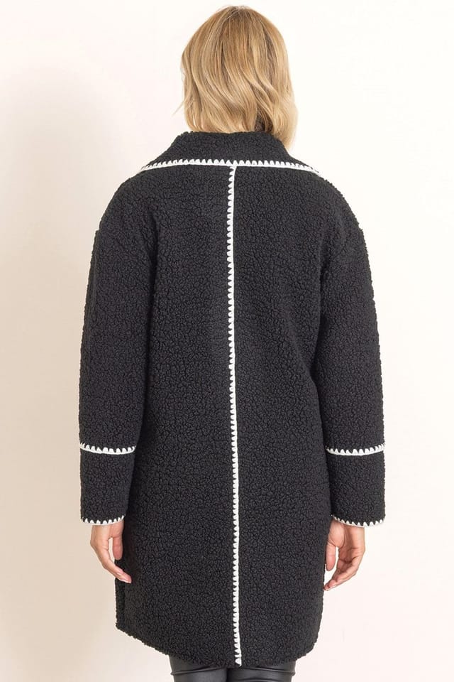 Klass. Klass. Women's Button Up Fleece Jacket in Black - 3