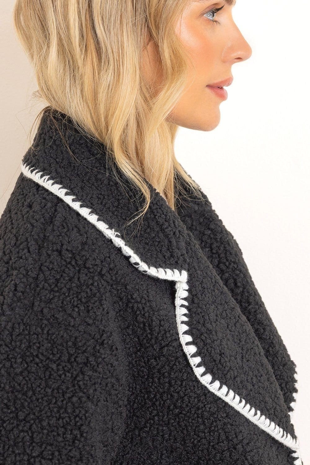 Klass. Klass. Women's Button Up Fleece Jacket in Black - 4