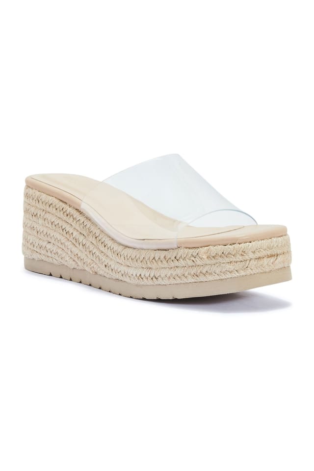 Truffle Collection Truffle Collection Women's Platform Wedge Sandals Slip On Polyurethane Summer Shoes in Nude - 3