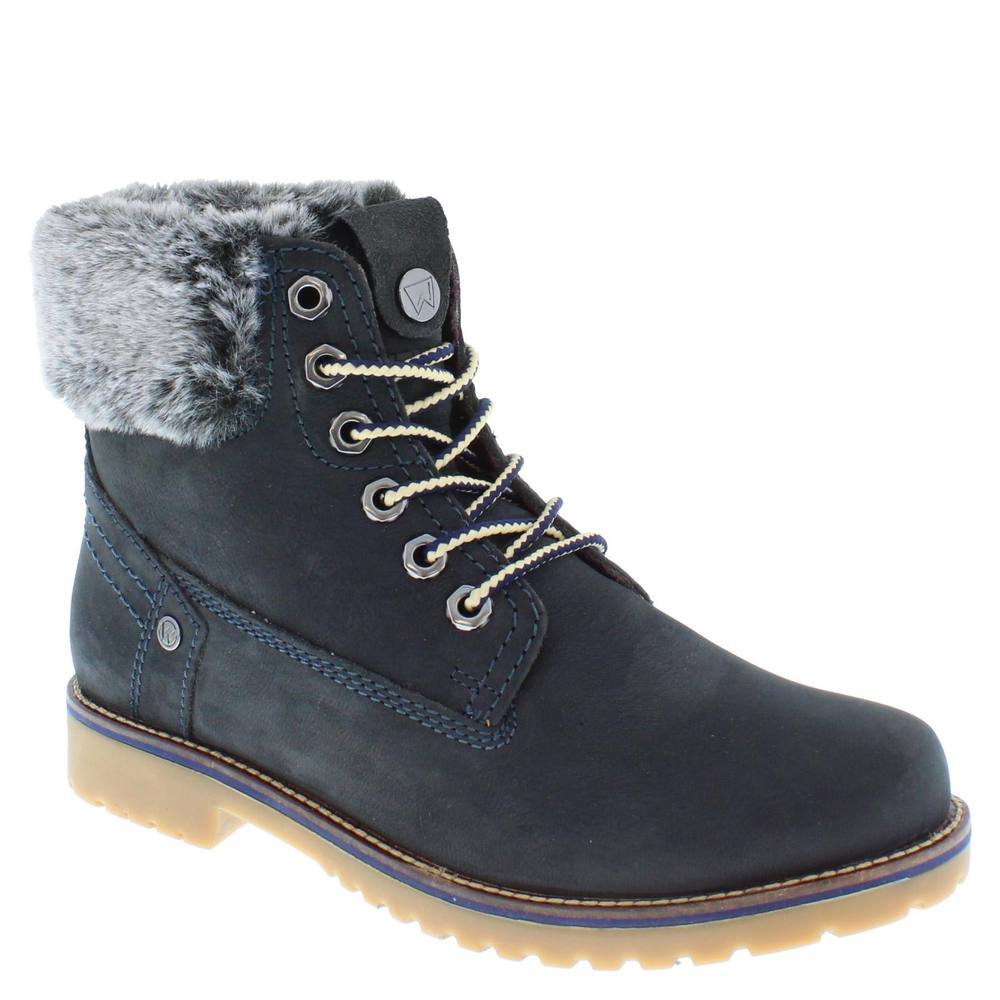 Wrangler Wrangler Women's Alaska Faux Fur Trim Lace Up Ankle Boots in Navy - 1
