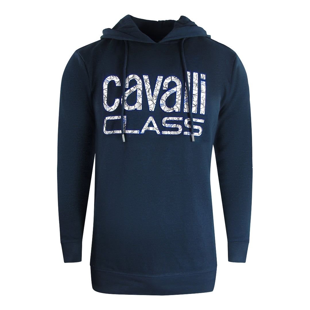 Cavalli Class Cavalli Class Men's Floral Logo Navy Blue Hoodie - 4