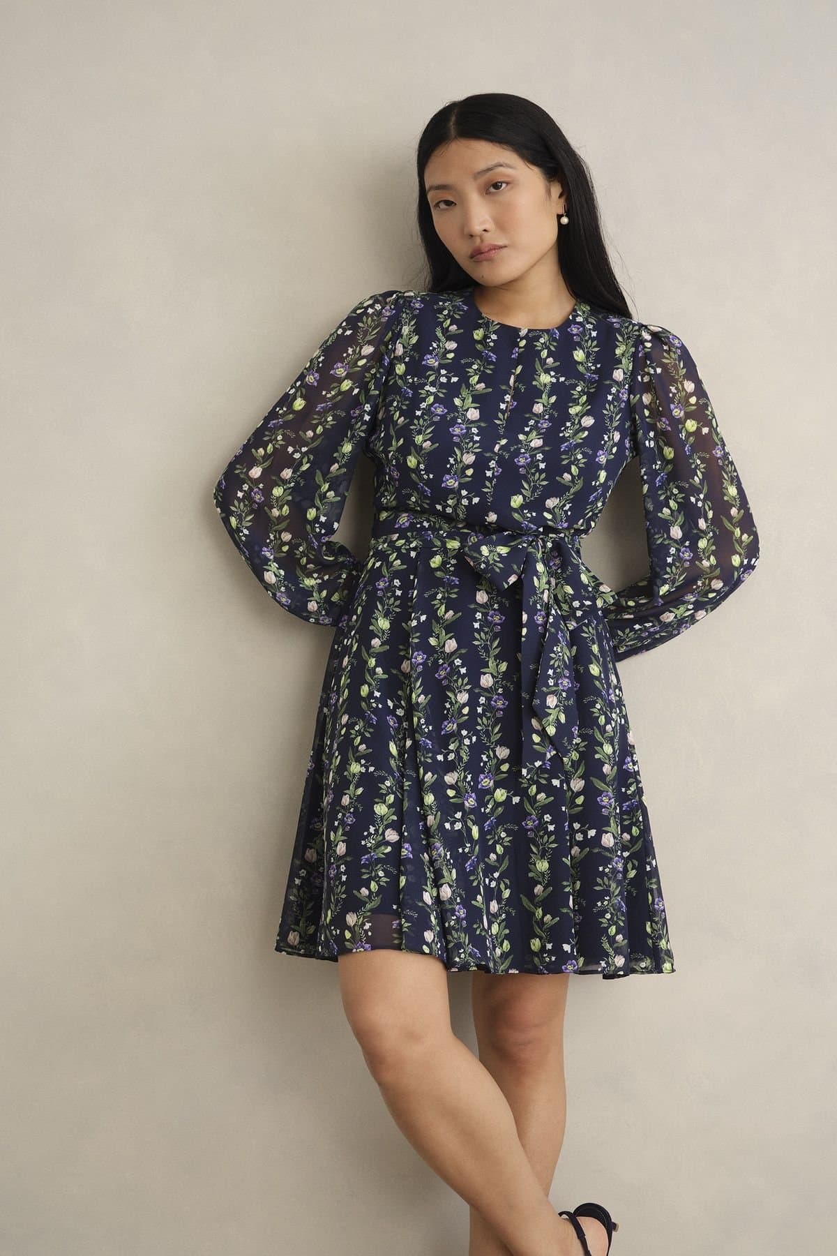 Hobbs London Hobbs London Women's Emilia Fit Flare Mini Dress in Dark Navy