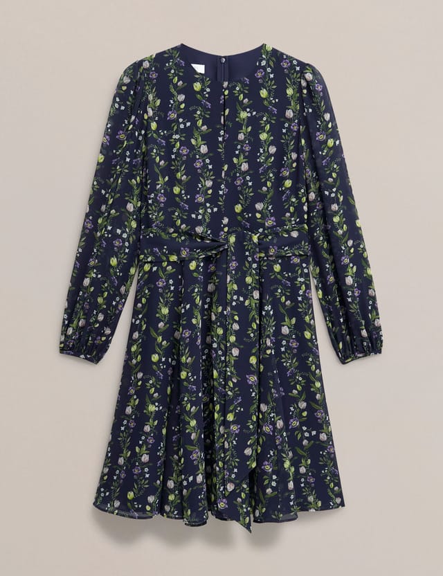 Hobbs London Hobbs London Women's Emilia Fit Flare Mini Dress in Dark Navy - 2