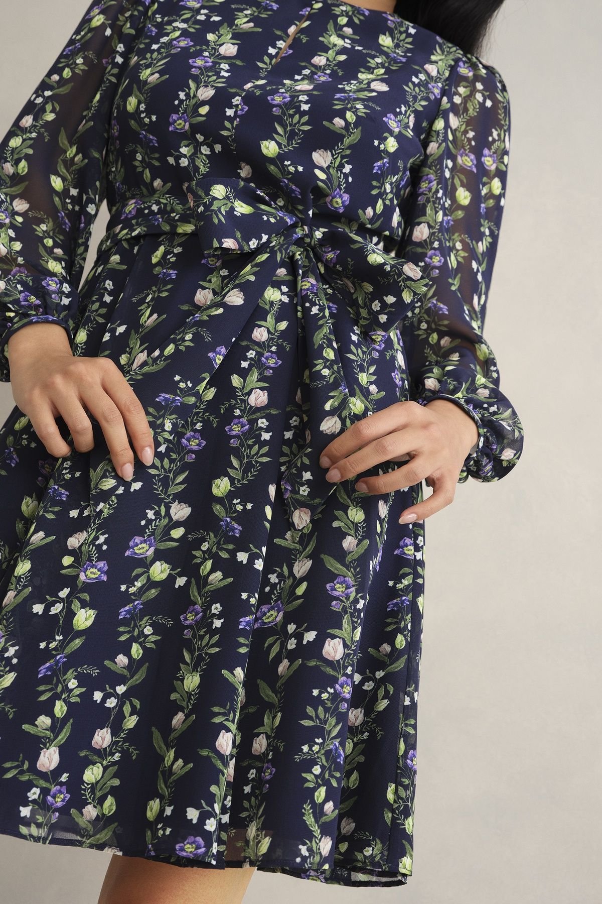 Hobbs London Hobbs London Women's Emilia Fit Flare Mini Dress in Dark Navy - 3