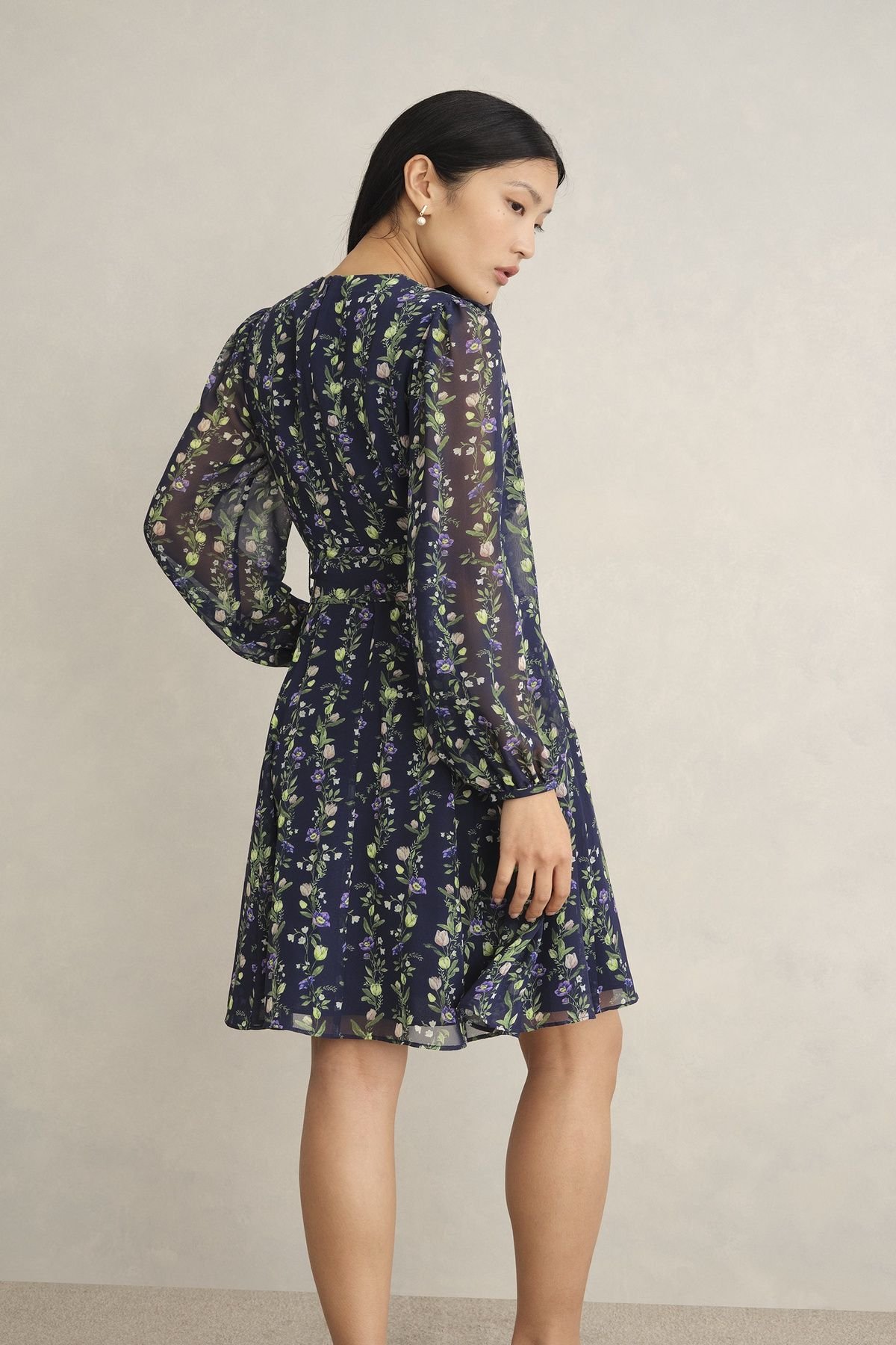 Hobbs London Hobbs London Women's Emilia Fit Flare Mini Dress in Dark Navy - 4