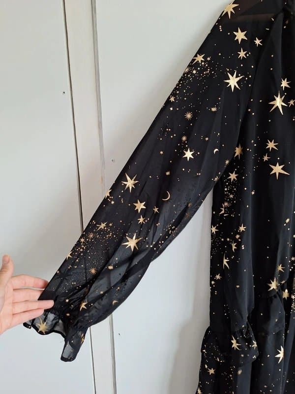 if by sea If by Sea black chiffon golden star print tunic dress size UK M