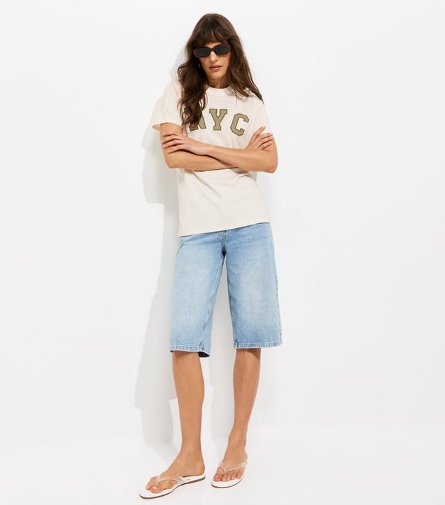 New Look Women's Tall Off White Cotton NYC Relaxed Fit T-Shirt New Look - 3