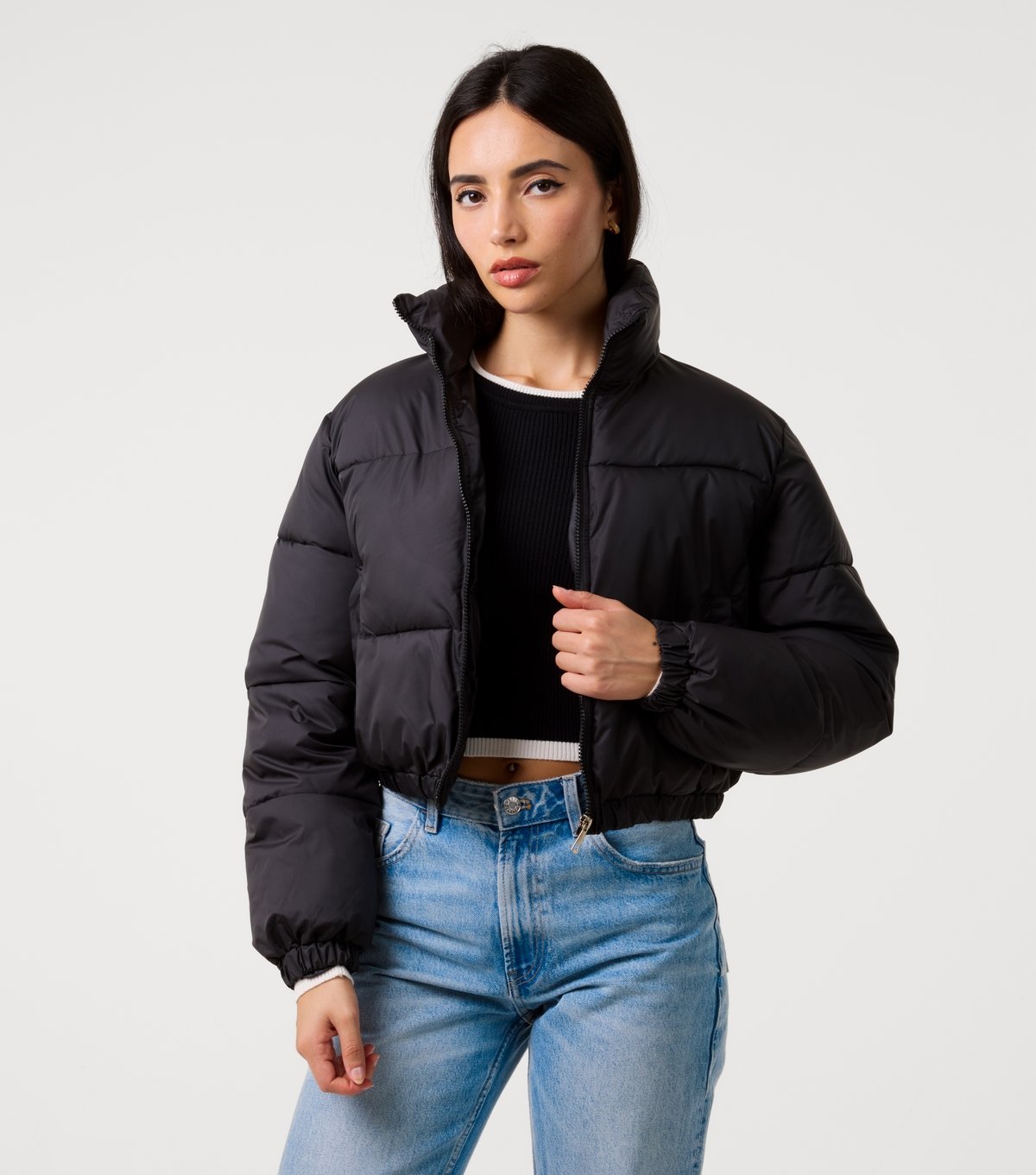 Pink Vanilla Women's  Black Tiered Puffer Jacket Pink Vanilla New Look - 3