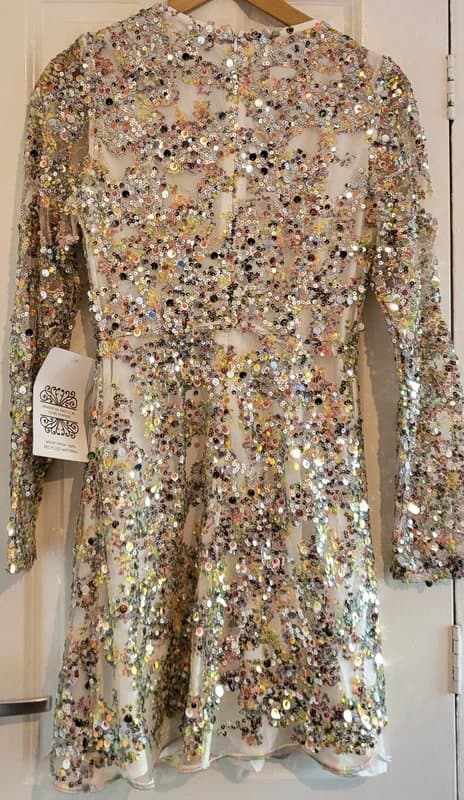 Never Fully Dressed Never Fully Dressed Sequin Bonnie Mini Dress Size 10 Silver Multi  BNWT
