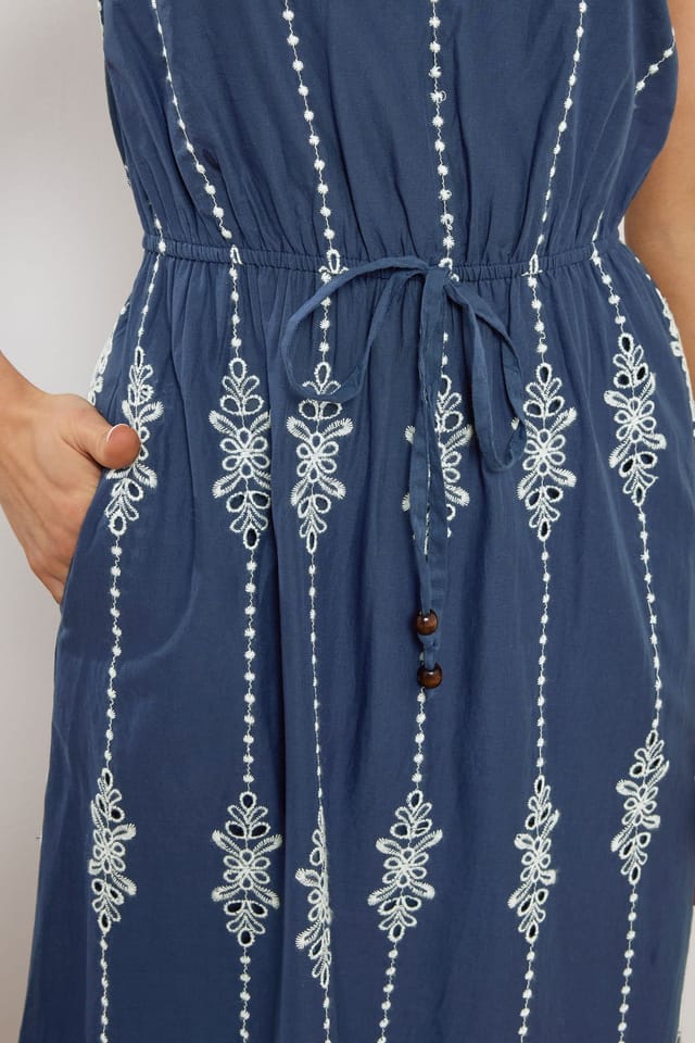 Long Tall Sally Long Tall Sally Women's Tall Embroidered Maxi Dress in Mid Navy - 3