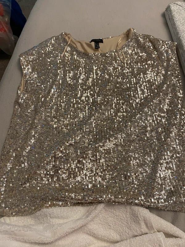 New Look Size 6 New Look Gold Sequinned T-shirt
