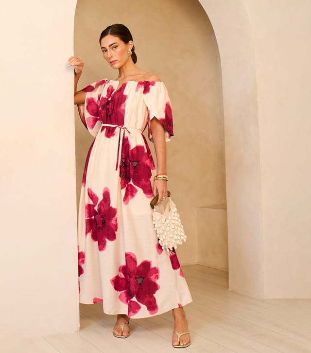 Gini London Women's Pink Bardot Maxi Dress Gini London New Look - 2