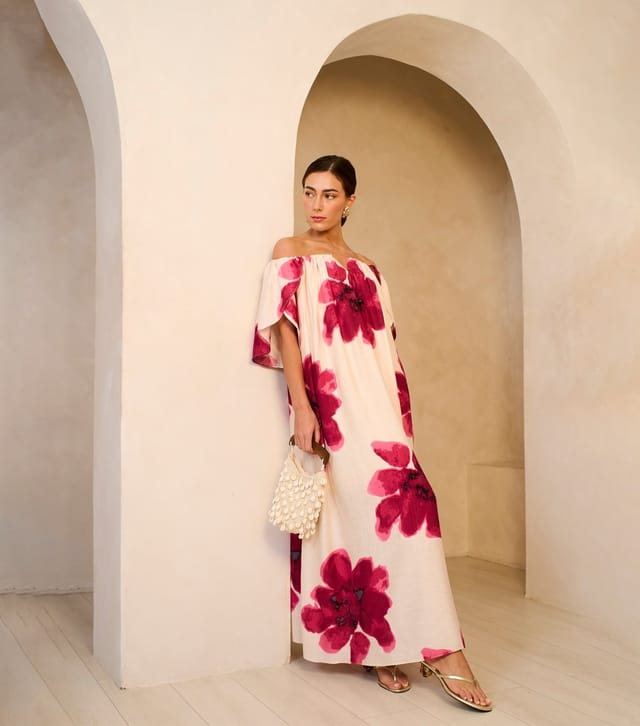 Gini London Women's Pink Bardot Maxi Dress Gini London New Look - 3