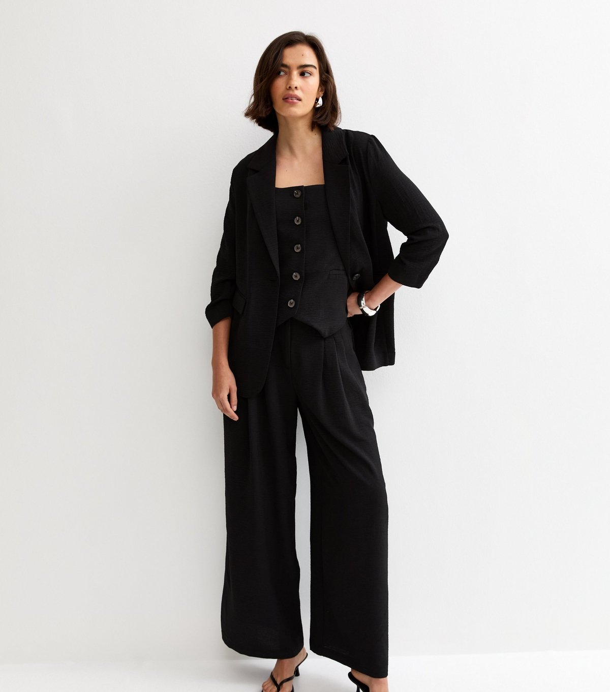 New Look Women's Black Ruched Sleeve Blazer New Look - 3