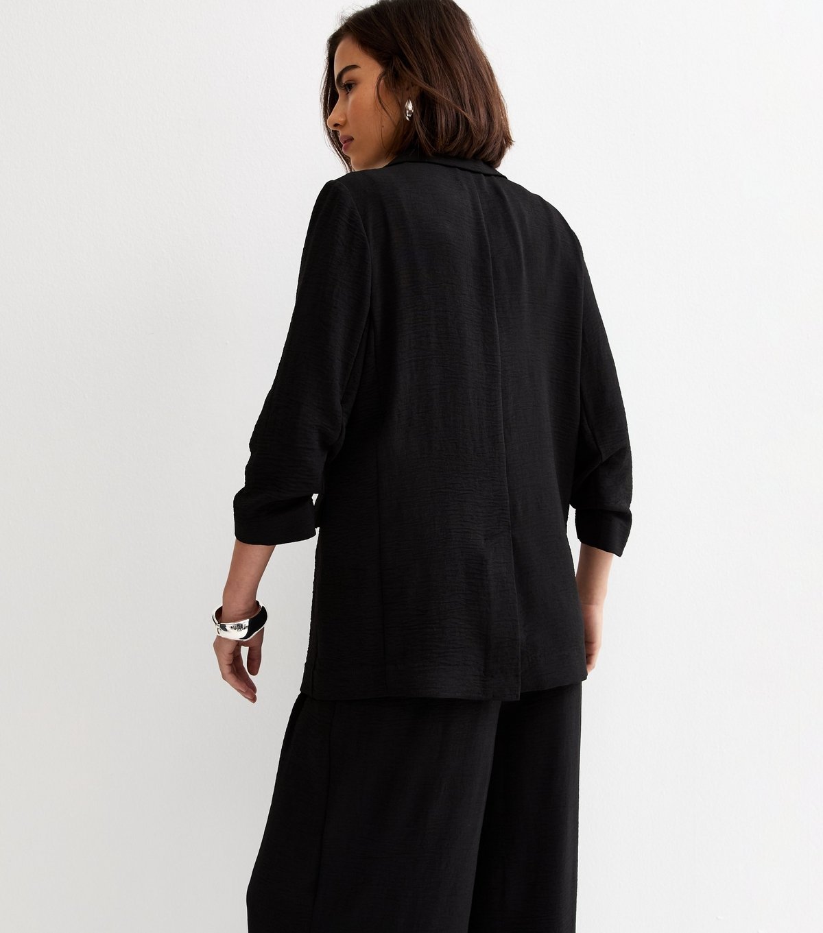 New Look Women's Black Ruched Sleeve Blazer New Look - 4