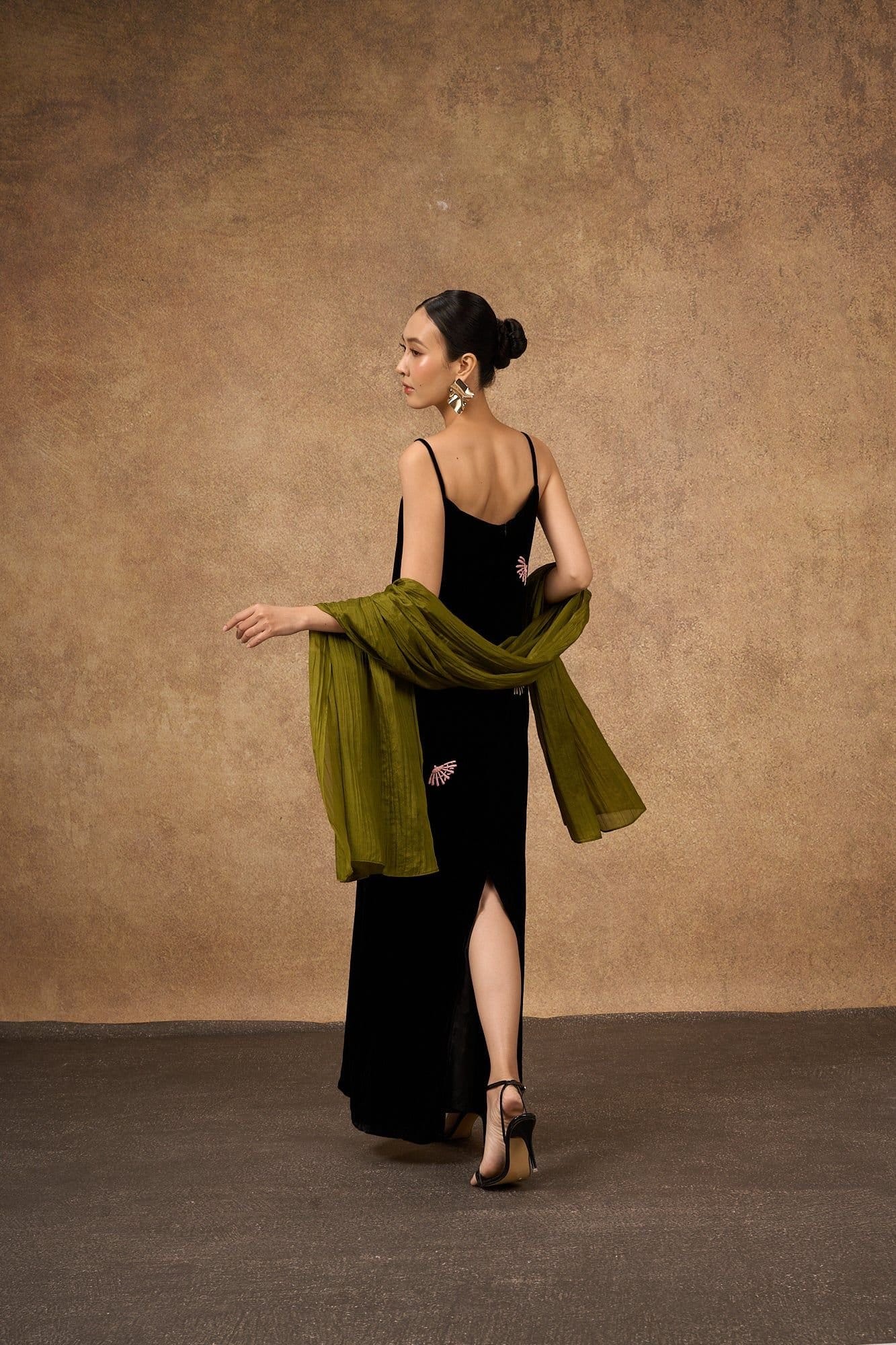 Silk and Bears Silk and Bears Women's Olive Green Silk Scarf - Wedding Silk Shawl, Lightweight Wrap - 4
