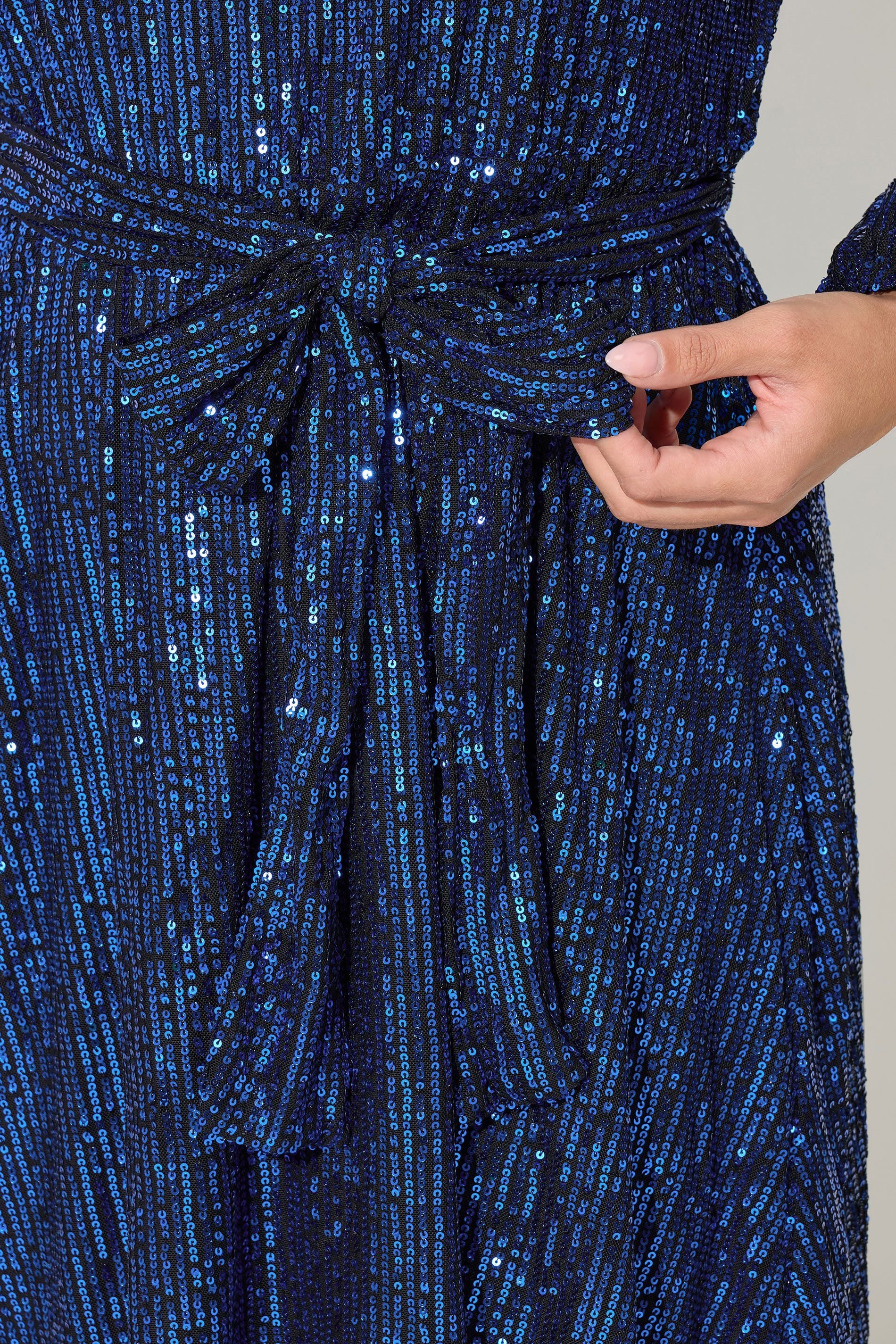 Yours Yours Women's Sequin Skater Dress in Mid Navy - 3