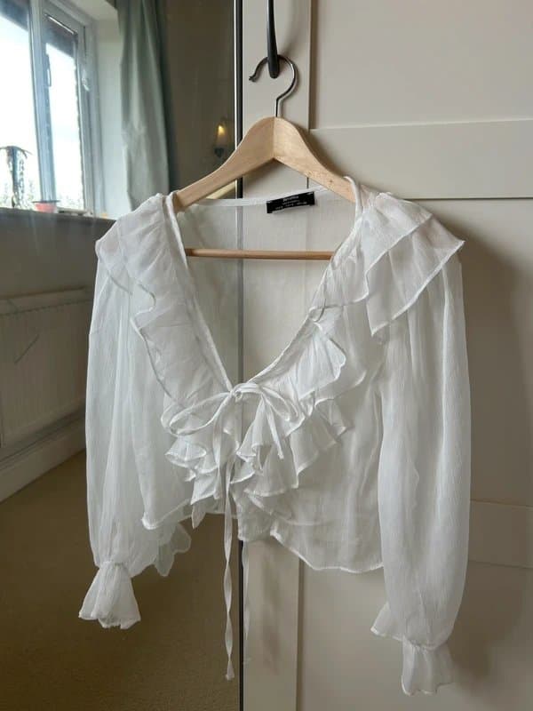 Bershka Bershka White Tulle Blouse