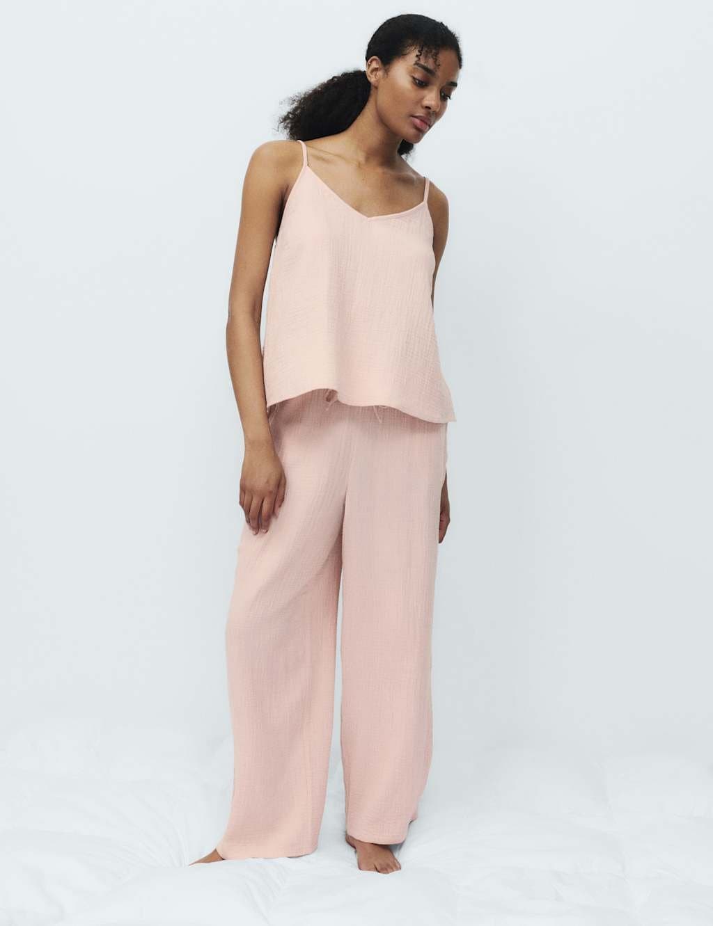 Marks & Spencer M&S Pink Cotton Muslin Cami Pyjama Set