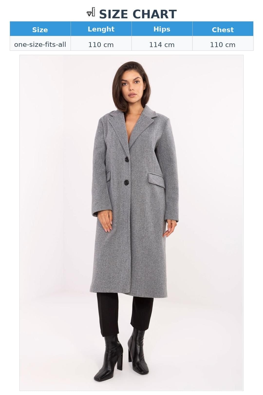Love Lace Love Lace Women's Long Minimalist Polyester Coat with Shoulder Pads in Grey - 4
