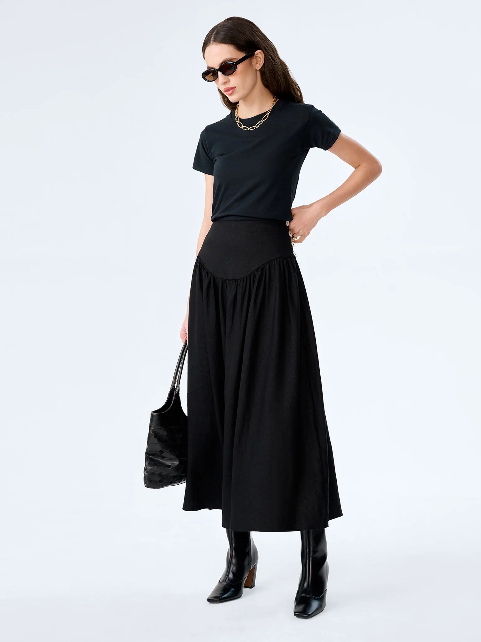 OMNES Lucille Skirt in Black - 2