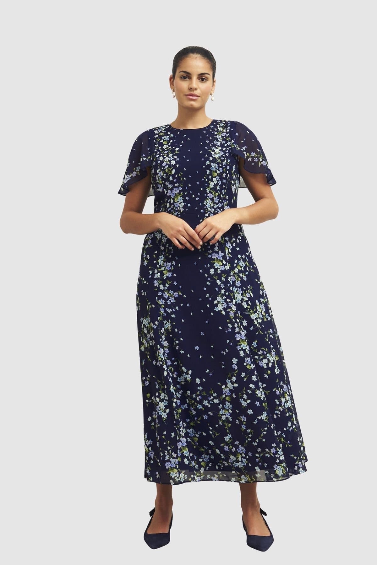 Hobbs London Hobbs London Women's Rosella Cape Midi Dress in Navy