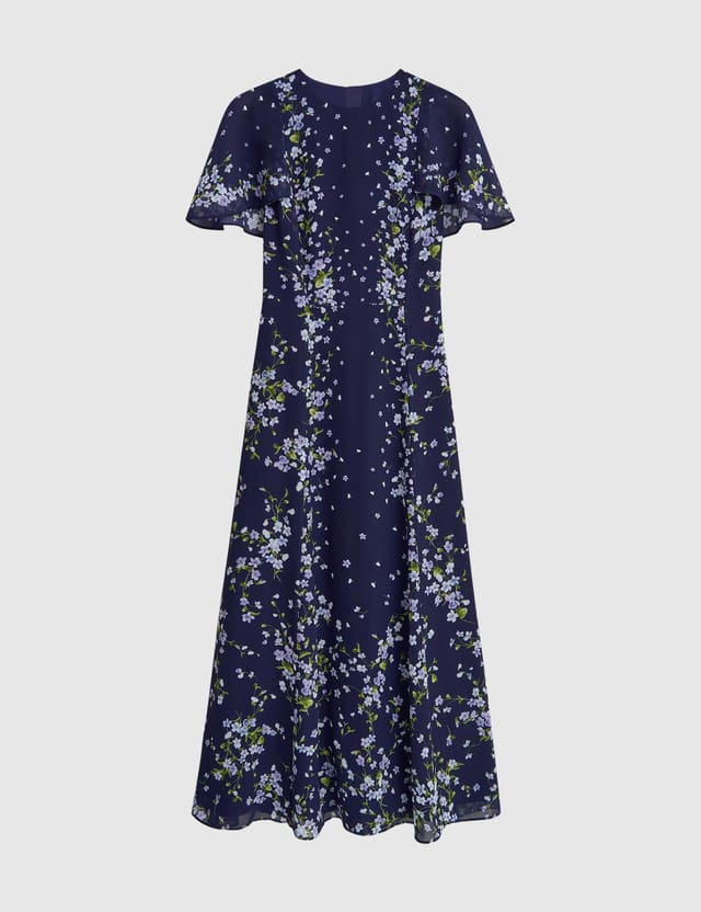 Hobbs London Hobbs London Women's Rosella Cape Midi Dress in Navy - 2