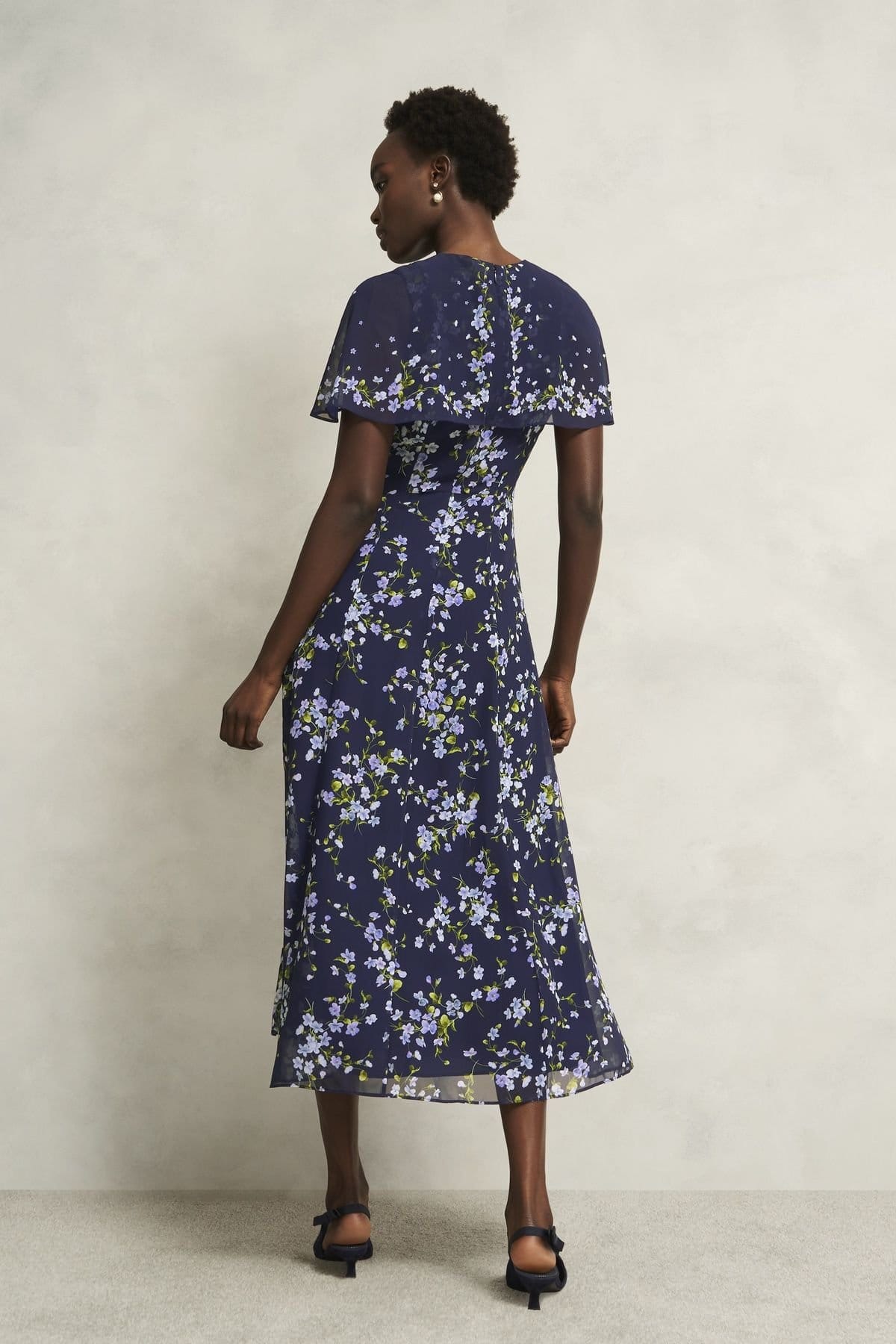Hobbs London Hobbs London Women's Rosella Cape Midi Dress in Navy - 4