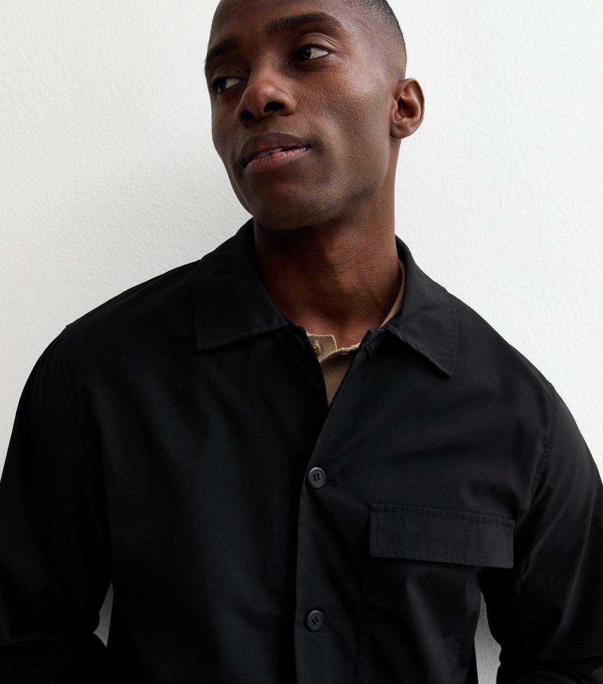 Only and Sons Men's Black Button Front Shacket Only and Sons New Look - 2