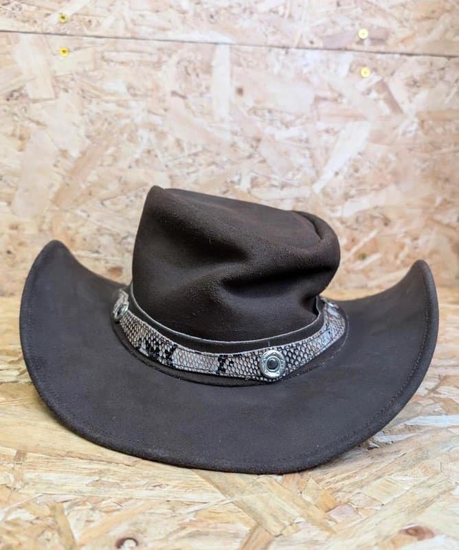 Australias Leading Leather Australias Leading Leather Hat Steer Hide Size XL Brown Hand Made Cowboy