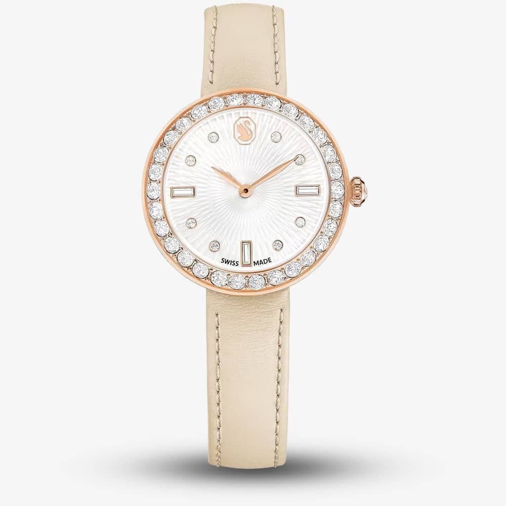 Swarovski Swarovski Women's Certa Rose Gold Tone Plated Leather Strap Watch 5672968 in White
