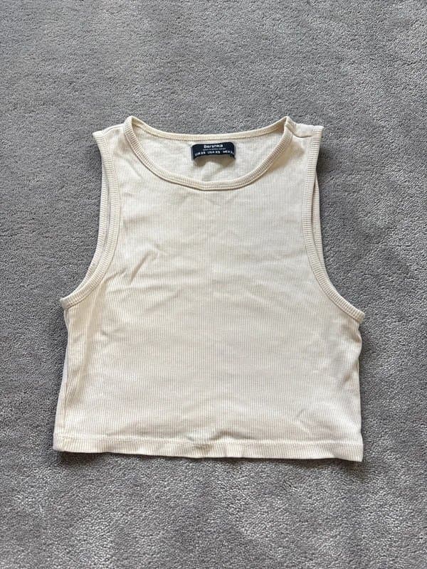 Bershka Cream bershka cropped racer top