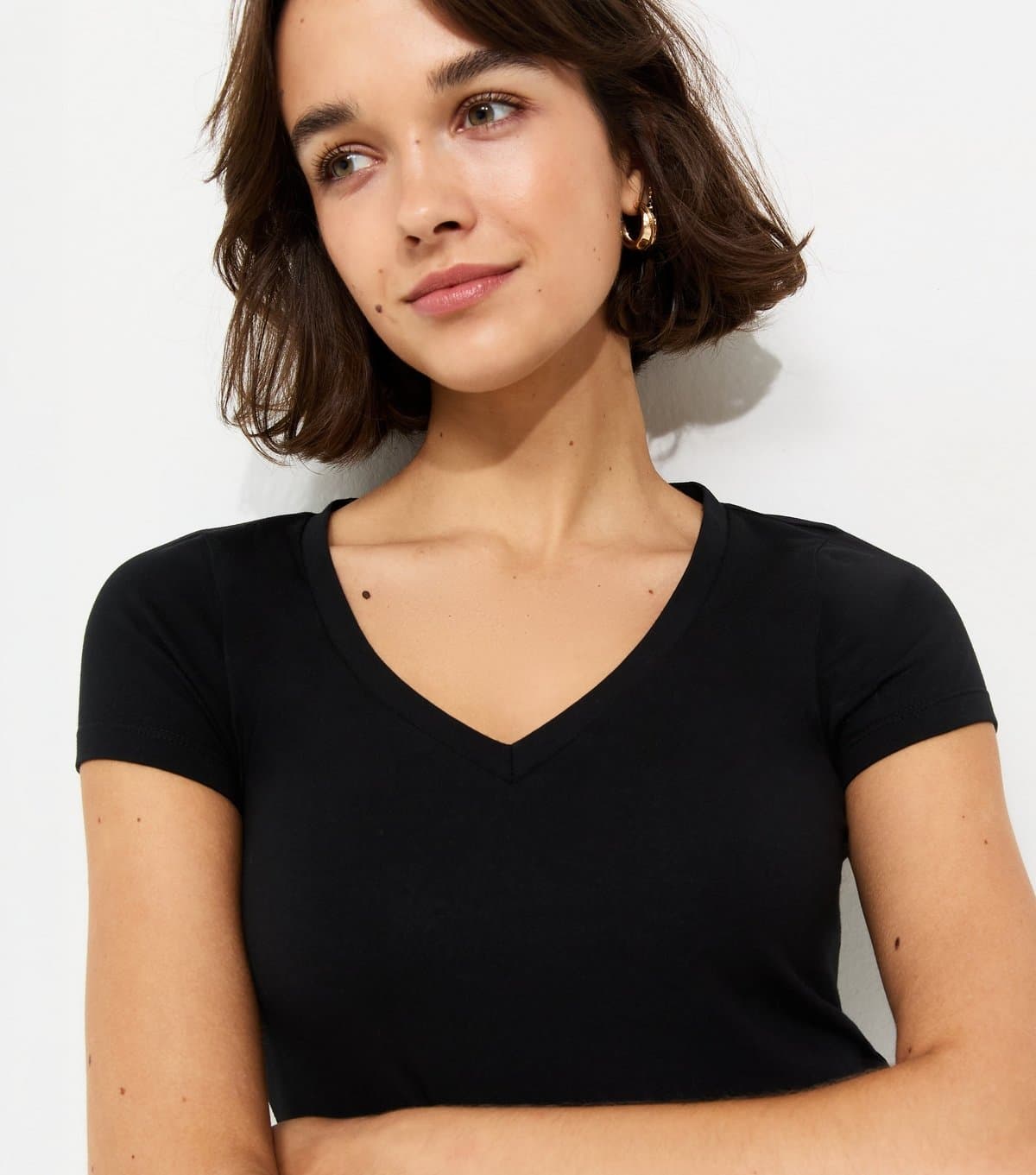 New Look New Look Black Cotton-Rich V-Neck T-Shirt