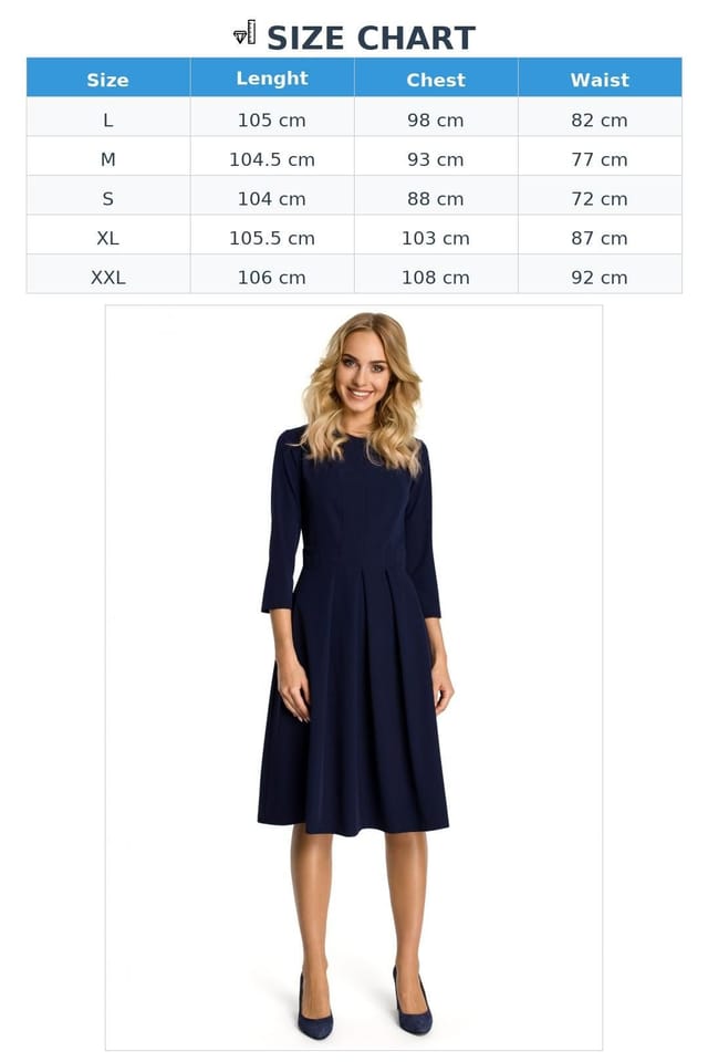 Love Lace Love Lace Women's Ruffle Waist Cinched 3/4 Sleeve Day Dress in Navy - 3