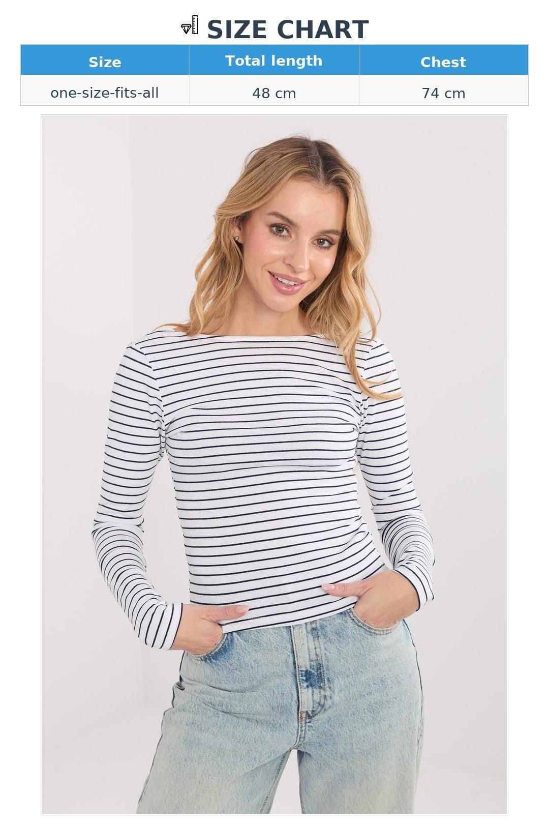Love Lace Love Lace Women's Fitted Striped Long Sleeve Blouse with Boat Neck in Black - 4