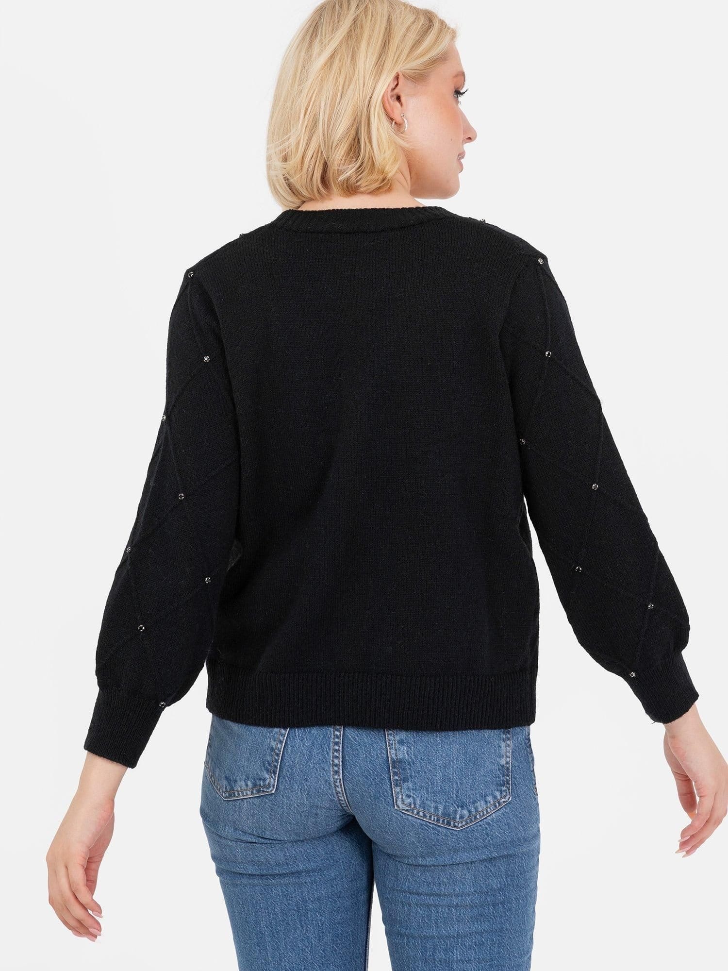 Lovedrobe Lovedrobe Women's Diamante Cardigan Crop Top Set in Black - 4