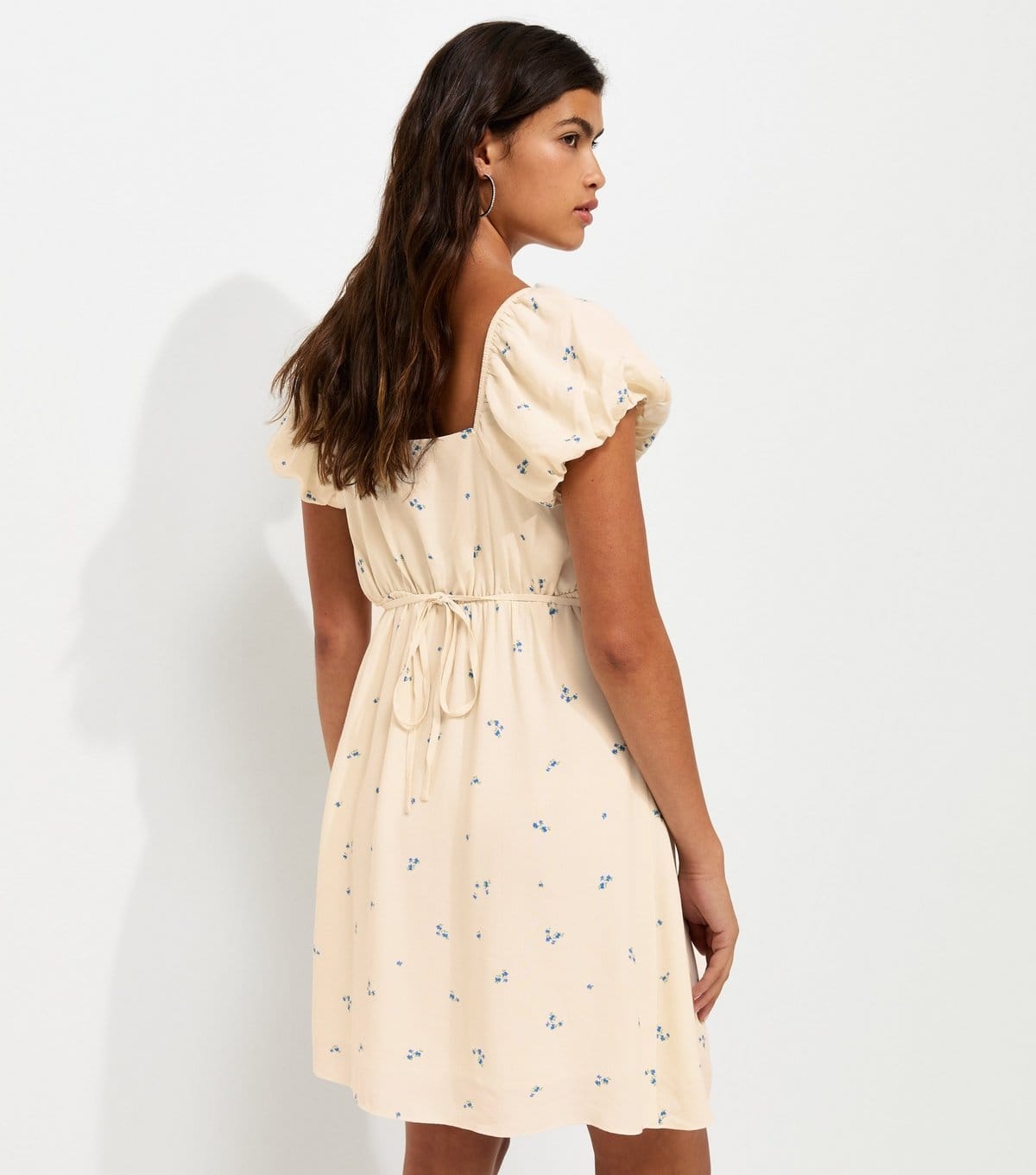 New Look Women's White Ditsy Print Button Detail Mini Dress New Look - 4