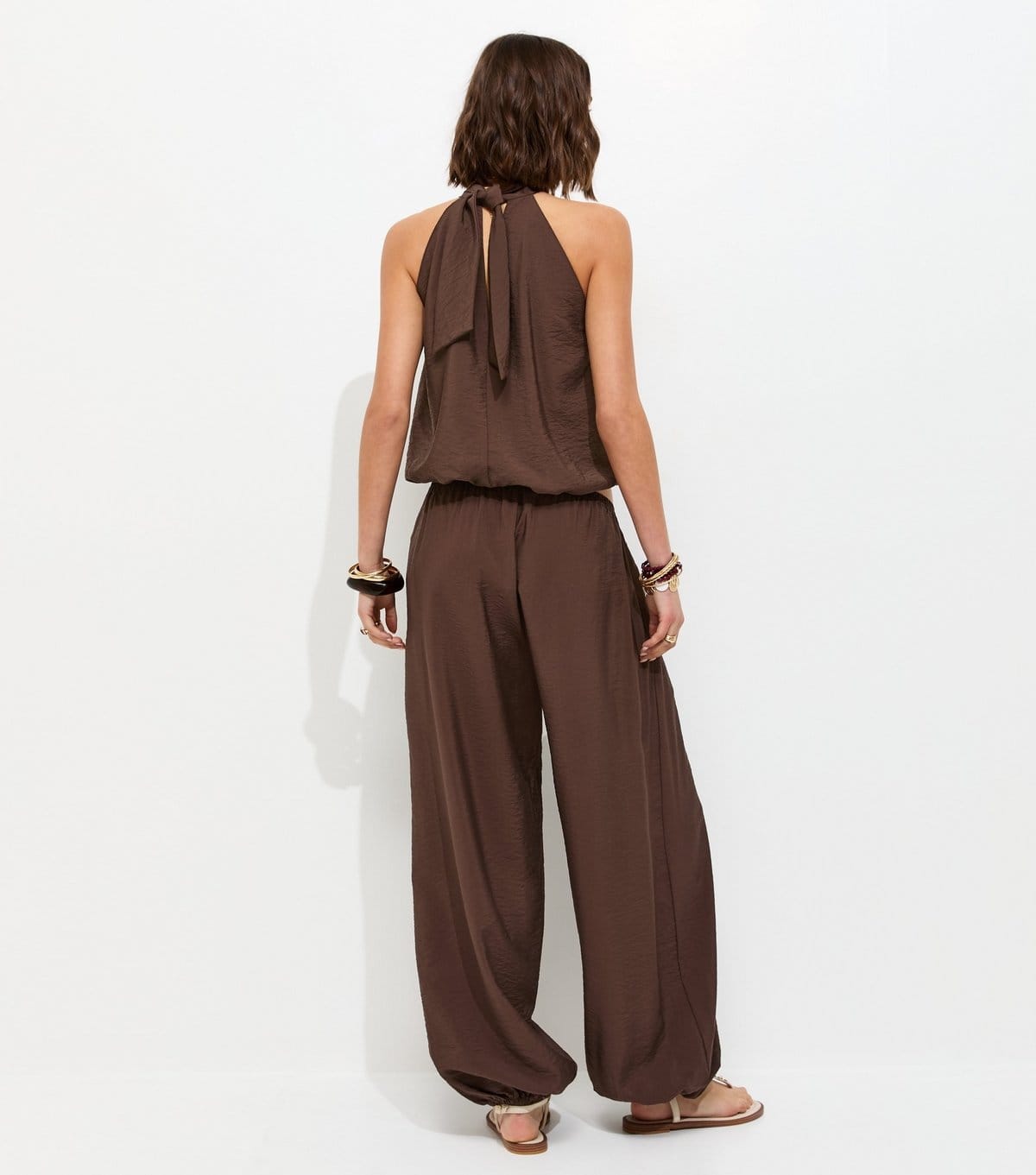 New Look Women's Dark Brown Cuffed Relaxed Side Slip Pocket Trousers New Look - 4