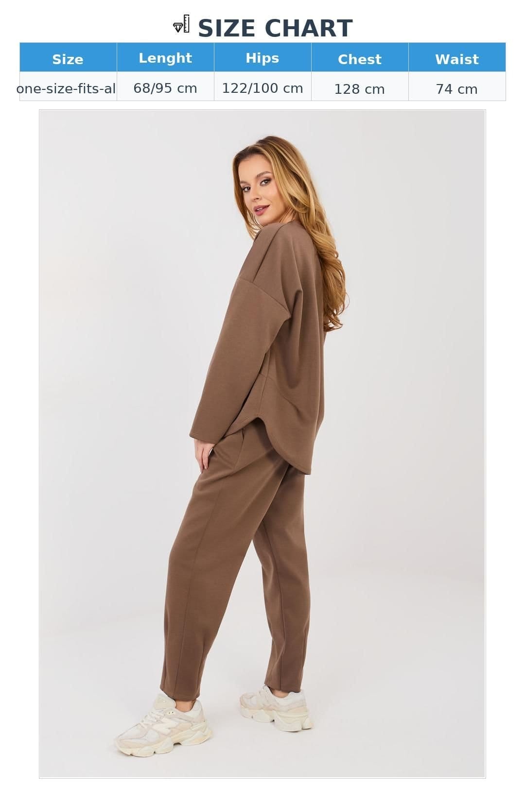 Love Lace Love Lace Women's Minimalist Casual Tracksuit Set Sweatshirt Pants in Brown - 4