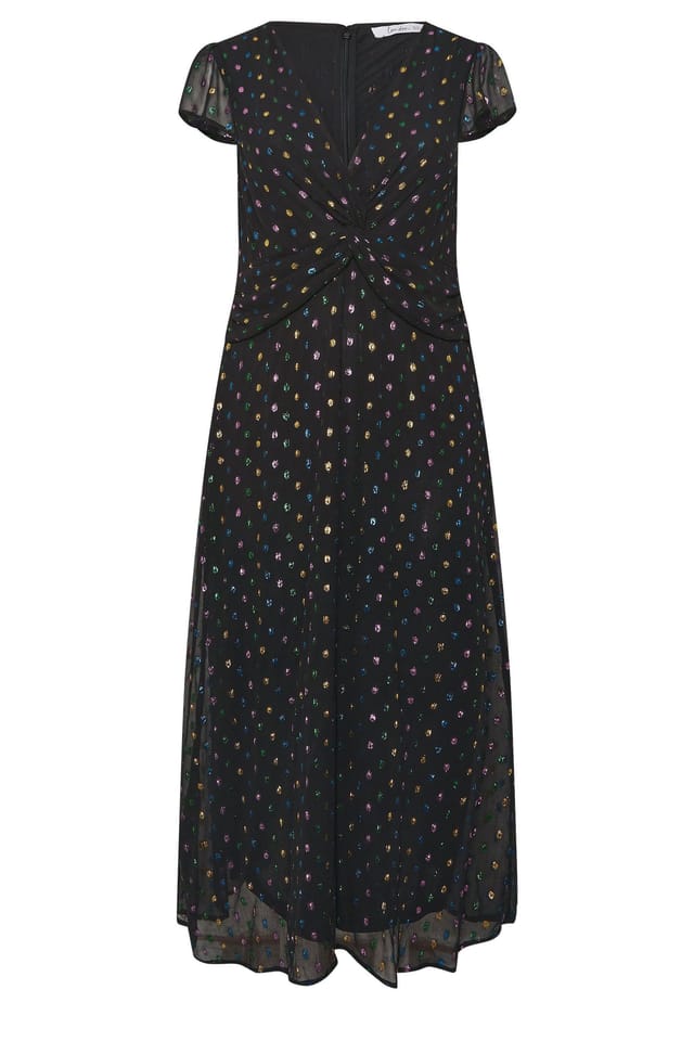 Yours Yours Women's Dobby Twist Front Maxi Dress in Black - 2