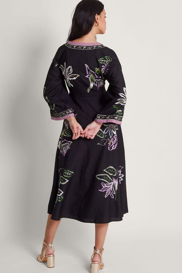 Monsoon Monsoon Women's Kaya Embroidered Dress Black - 2