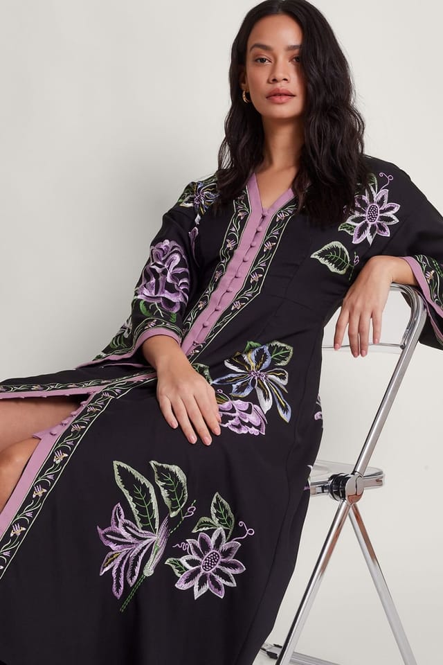Monsoon Monsoon Women's Kaya Embroidered Dress Black - 3
