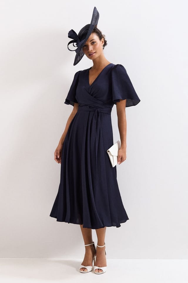 Phase Eight Phase Eight Women's Petite Abbie V-Neck Dress in Dark Navy - 3
